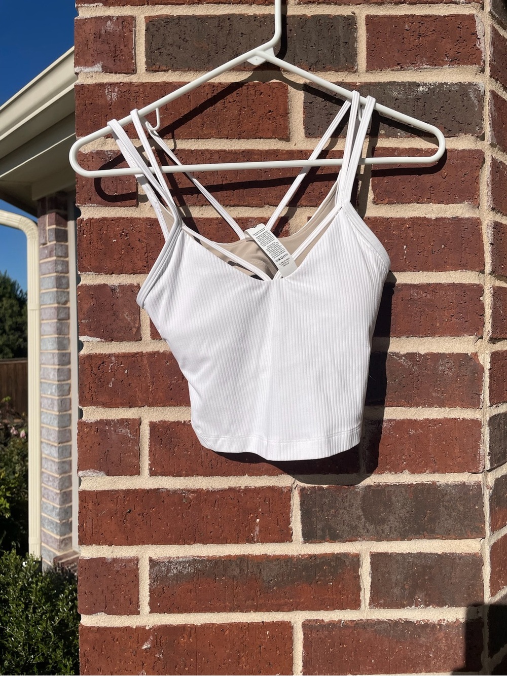 lululemon athletica White Ribbed Strappy Activewear Crop Top